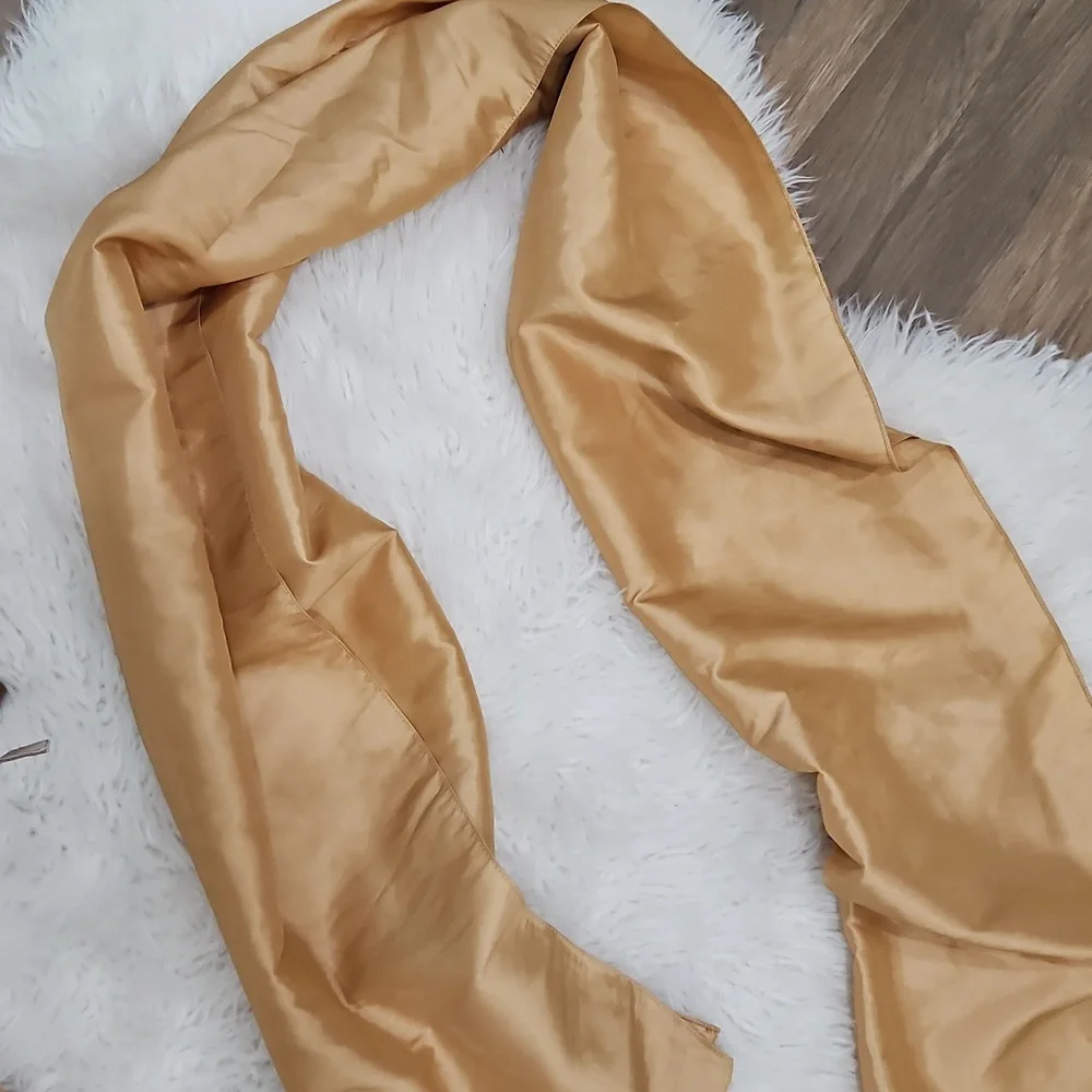 Bundle-Gold Strapless Party Dress with Scarf & Heels - Picture 7 of 14